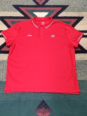 CCM Red Men's Polo Tee with White Trims